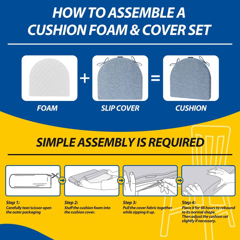 AAAAAcessories 17 in. X 16 in.Indoor Strap Non-slip Chair Cushion for Multi-scenario Setups (2 Pack) - N/A