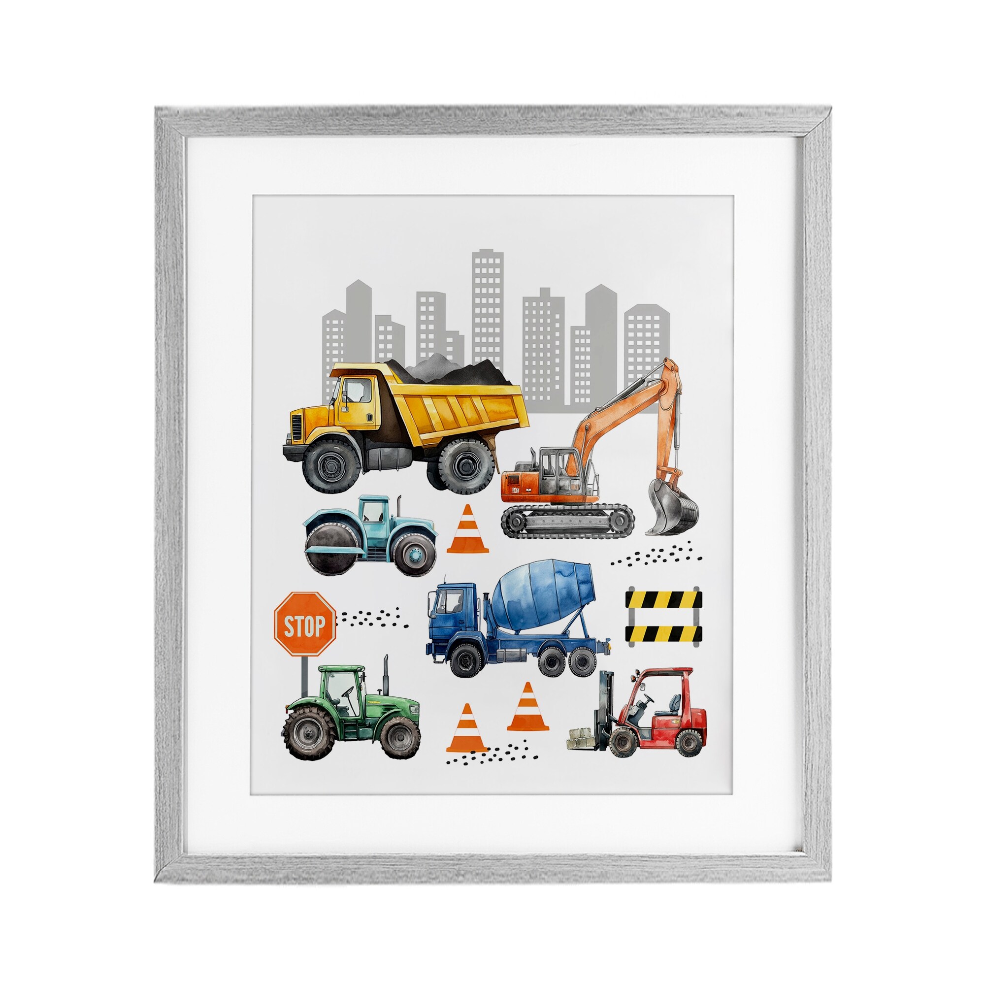 Stupell Keep Moving Construction Vehicles Under Glass Framed Design By Christine Simpson Art