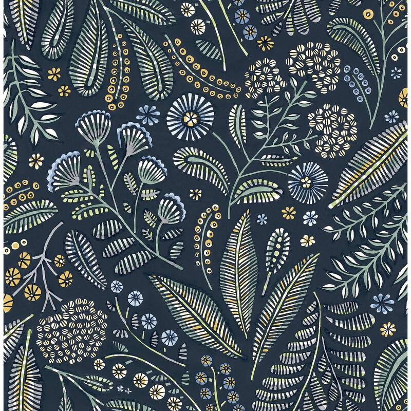 A-Street Prints Briar Navy Floral Wallpaper