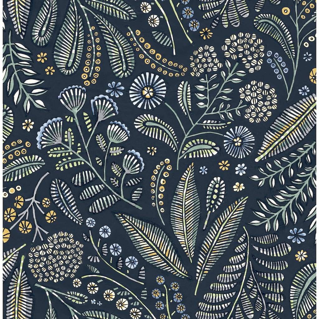 A-Street Prints Briar Navy Floral Wallpaper