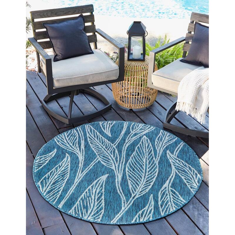 Outdoor Turgh Collection Area Rug - Teal - 10'8" Round
