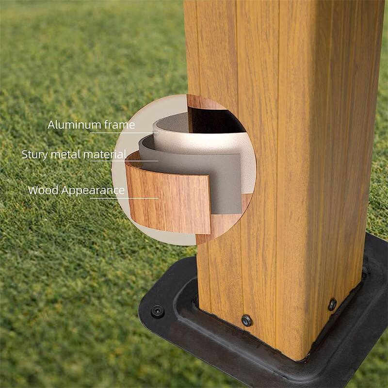14 Ft. W x 12 Ft. D Wooden-coated Aluminum Patio Gazebo