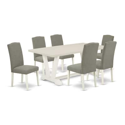Southwestern Dining Set - 7 Piece Table & Chair Set - Solid Wood Rectangular Table with 6 Parson Chairs - 72