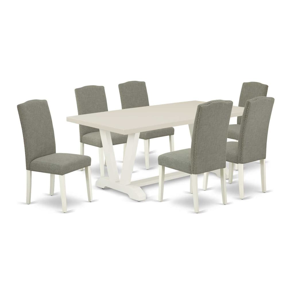 Southwestern Dining Set - 7 Piece Table & Chair Set - Solid Wood Rectangular Table with 6 Parson Chairs - 72