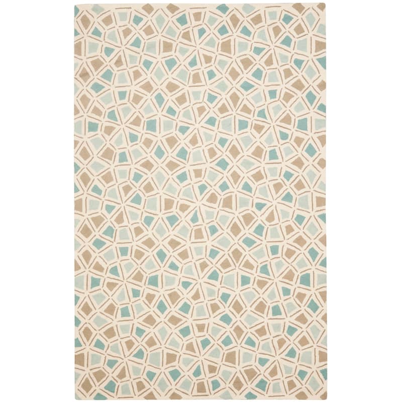Martha Stewart by SAFAVIEH, Spring Wheel Mosaic Cotton Rug - 5'6" x 8'6" - Milk Pail Blue