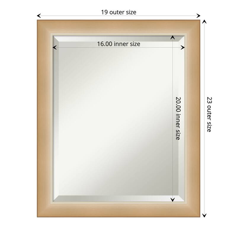 Beveled Bathroom Wall Mirror - Eva Narrow Frame - Outer Size: 19 x 23 in - Eva Ombre Gold Narrow