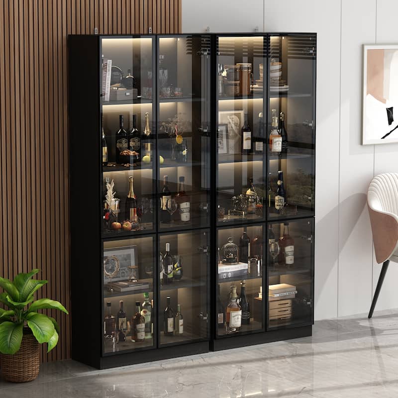 Sleek Modular Curio Wine Cabinet Storage Solution with Glass Doors