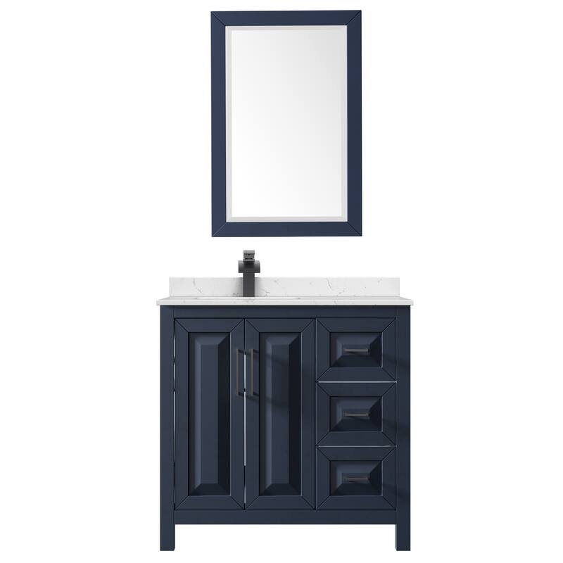 Daria 36-inch Single Vanity, Cultured Marble Top, 24-inch Mirror