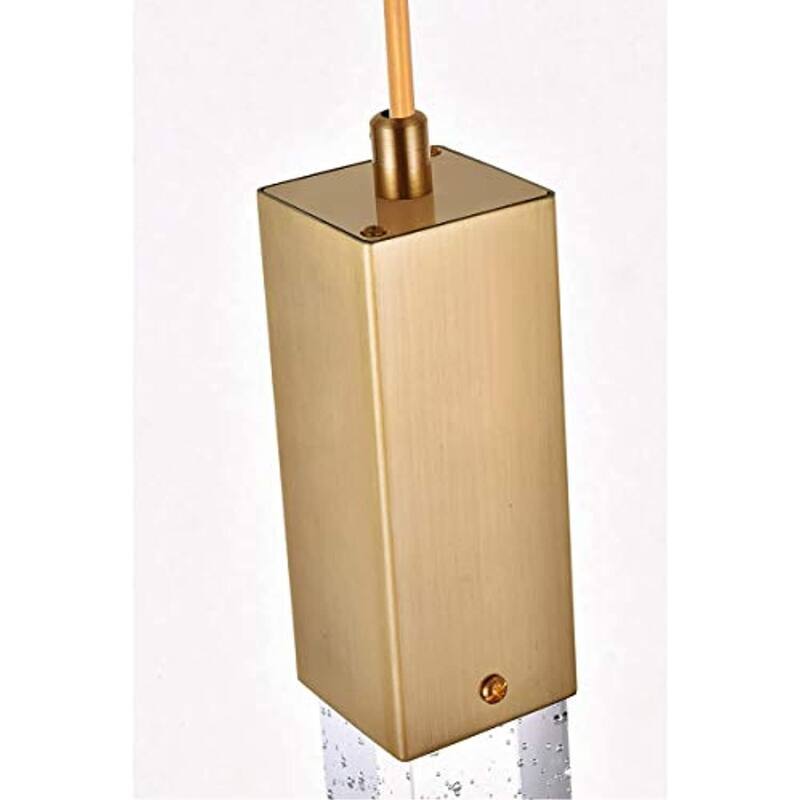 6 Light Pendant Light - Satin Gold Crystal Chandelier, Adjustable Height, Modern Interior Lighting - 12