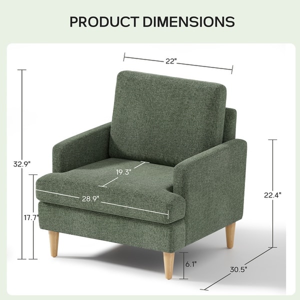 dimension image slide 2 of 7, Accent Chair/Armchair for Bedroom Living Room with Wood Legs