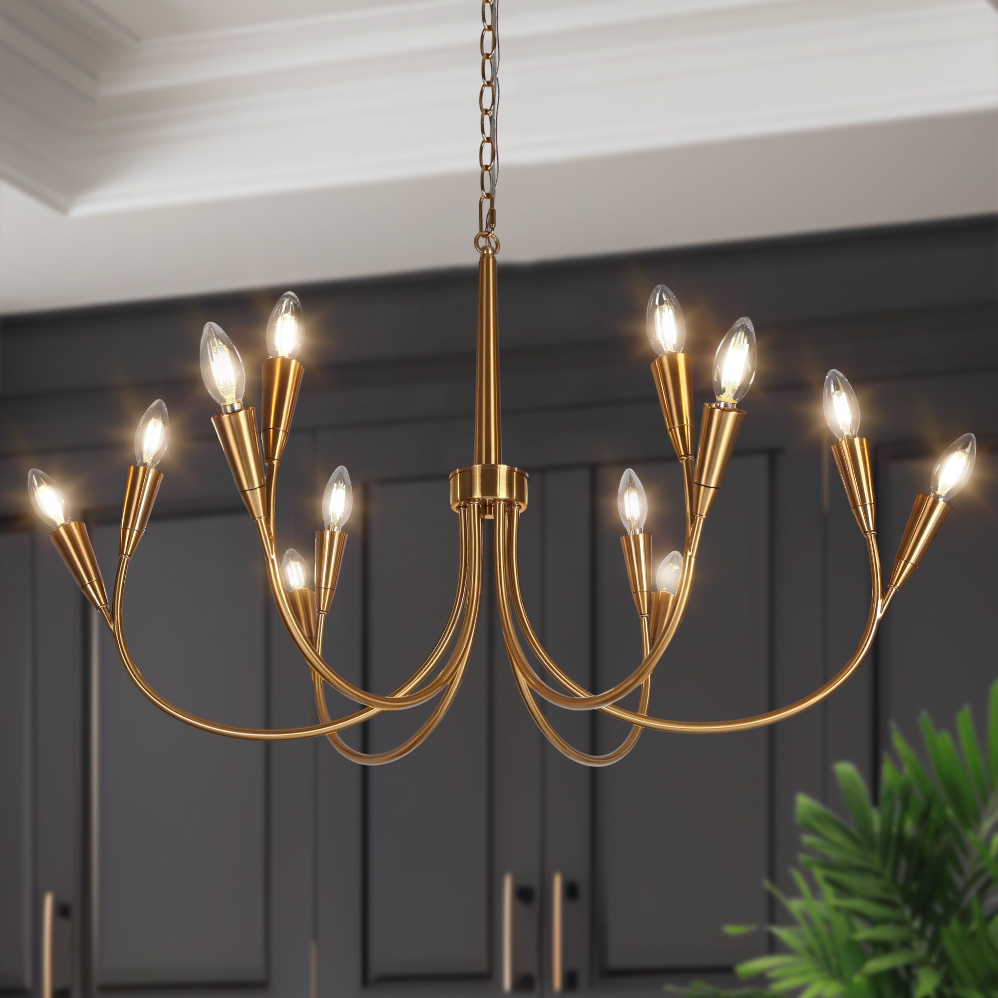 Modern Gold 12 Light Candle Classic Chandelier for Dining Living Room 36.2 Dx21.2 H
