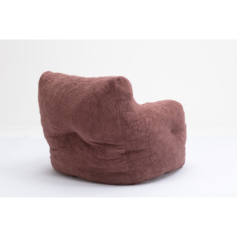 Soft Tufted Foam Bean Bag Chair With Teddy Fabric