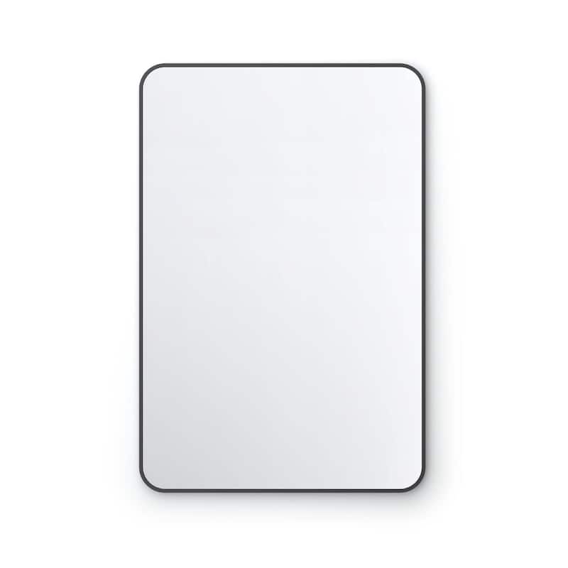 24 x 36 Inch Shatterproof Wall Mount Metal Frame Mirror - Matte Black