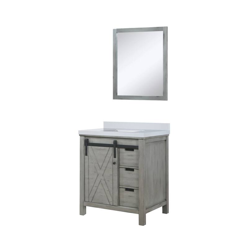 Marsyas Bath Vanity, White Quartz Countertop and Mirrors