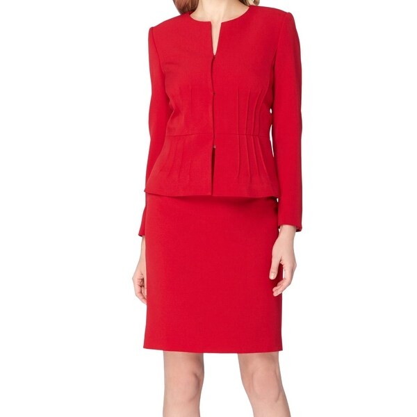 tahari red skirt suit