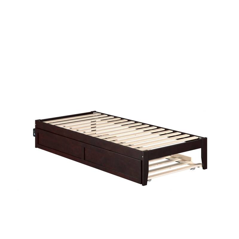Twin XL Bed with Trundle - Espresso Finish, Extra Long Daybed, Strong Support, Easy Assembly