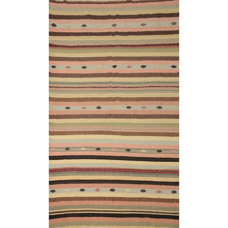 Hand Woven Oriental 100% Wool Carpet Southwestern Tribal Multi-Colored Kilim Area Rug - 10' 3'' X 6' 1''