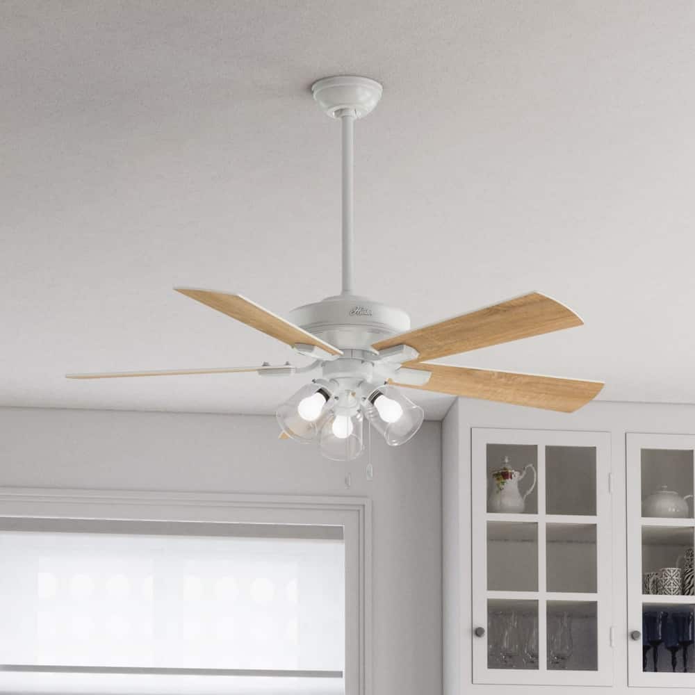 Hunter 52" Crestfield Ceiling Fan with 3-Light LED Light and Pull Chain - Farmhouse, Casual, Rustic