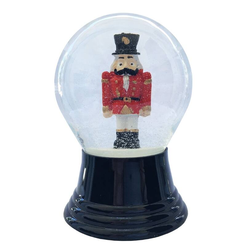 5" Black and Red Perzy Snow Globe Nutcracker Decoration