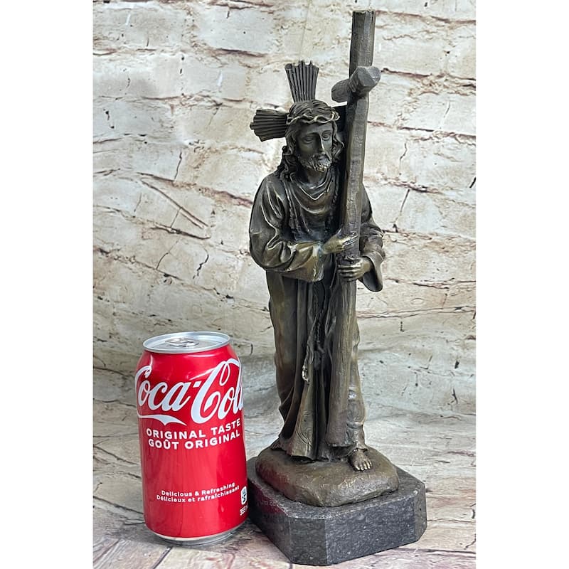 Signed Original Valli Jesus Christ Forced To Carry Cross Bronze Statue Sculpture