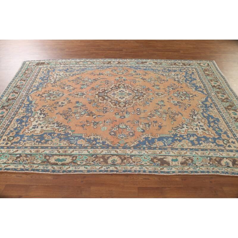 Traditional Hamedan Persian Vintage Area Rug Hand-Knotted Wool Carpet - 6'6"x 9'8"