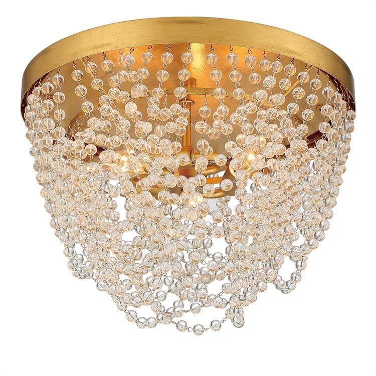 Fiona 3 Light Antique Gold Ceiling Mount - 13.75'' W x 10'' H
