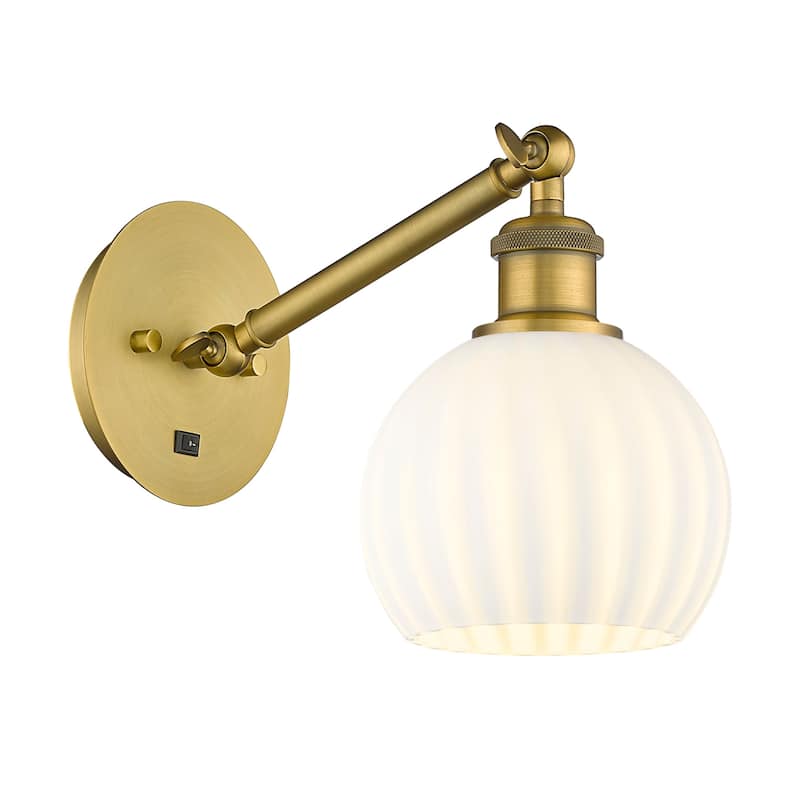 Innovations Lighting 317-1W-8-6 White Venetian Sconce White Venetian - Brushed Brass
