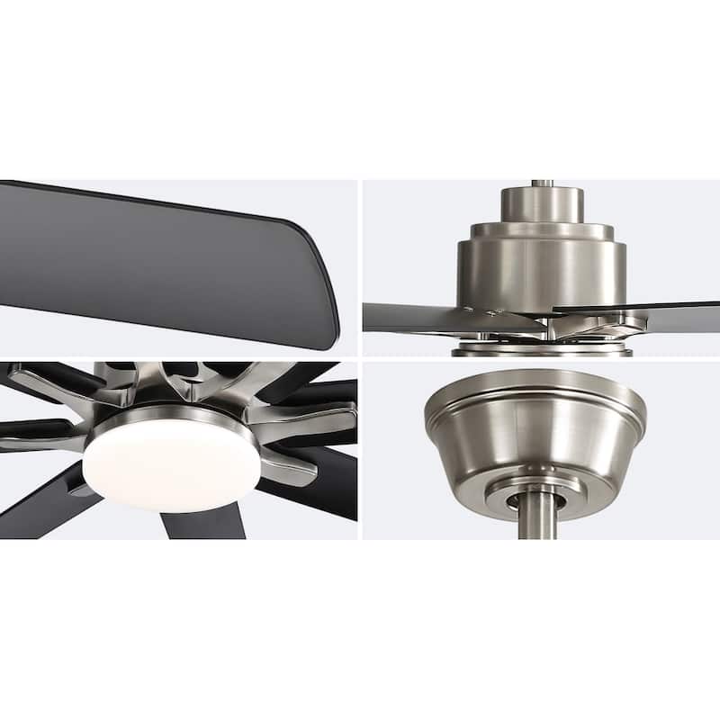 52" Indoor Noiseless Ceiling Fan with Integrated LED Light and Remote