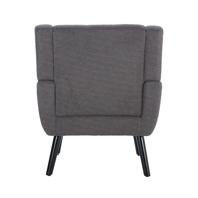 Modern Soft Teddy Ergonomics Accent Chair With Black Legs