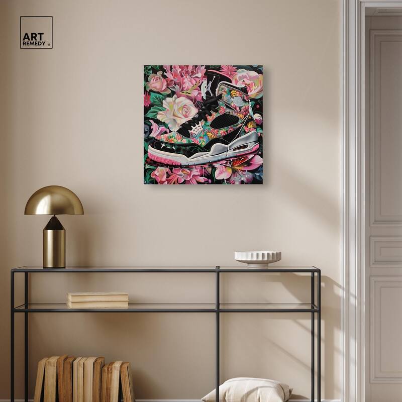 Hidden in Floral Bloom Sneaker Canvas by Art Remedy, Gallery Wrapped