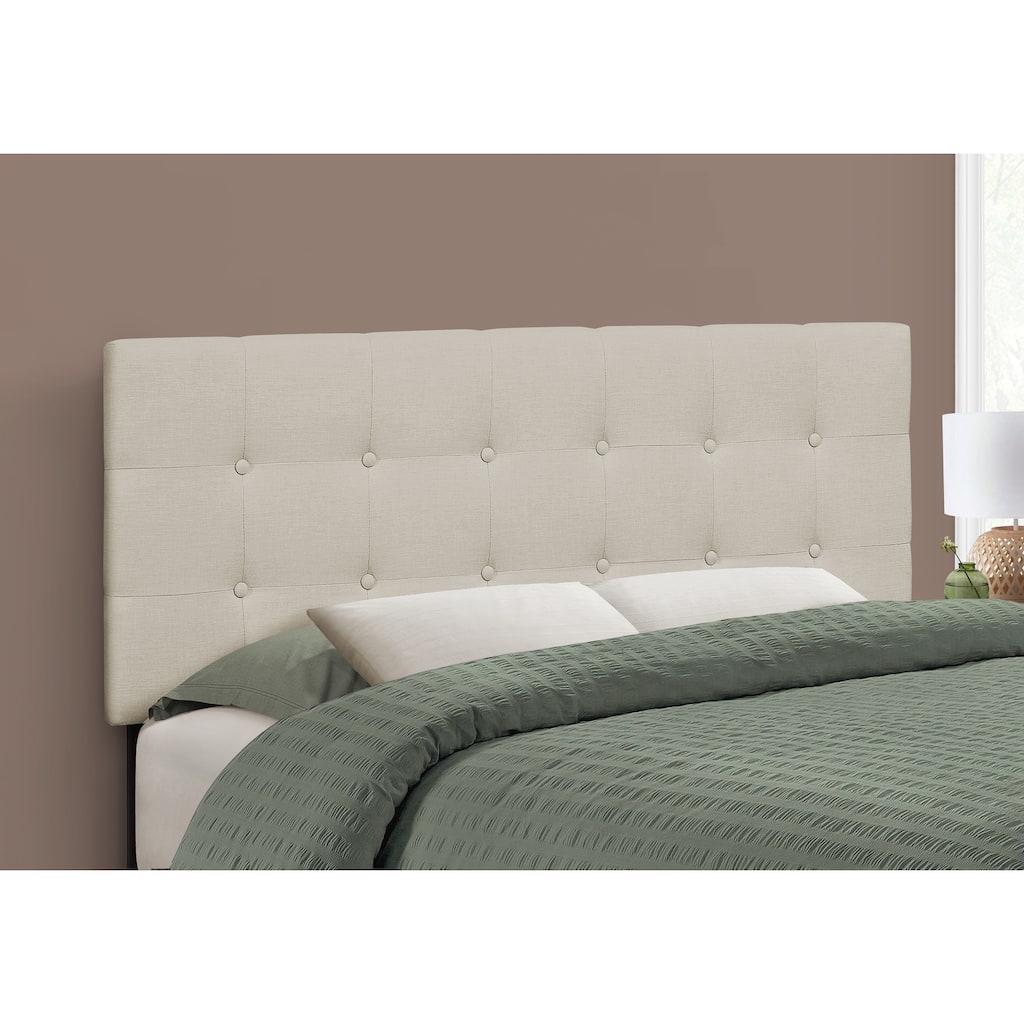 Bed, Headboard Only, Full Size, Bedroom, Upholstered, Beige Linen Look, Transitional
