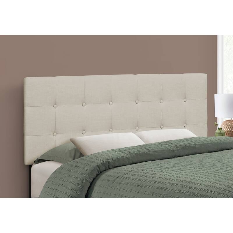 Full Size Upholstered Headboard, Beige Linen Look - Beige