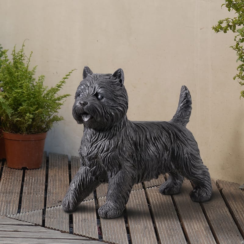 Cairn Terrier Dog Outdoor Garden Statue - 15" - Black