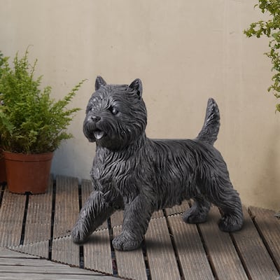 Cairn Terrier Dog Outdoor Garden Statue - 15" - Black
