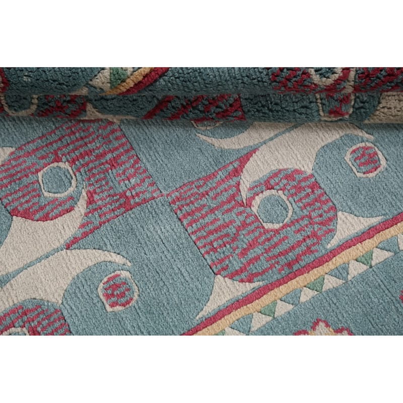 Vegetable Dye Nepalese Area Rug Hand-knotted Oriental Wool Carpet - 5'2" x 8'0"