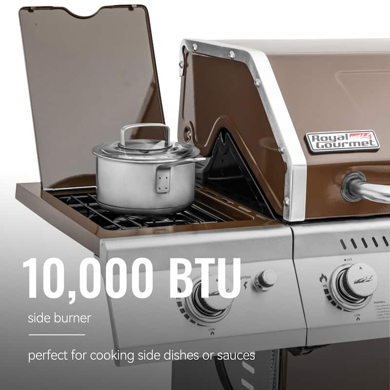 Royal Gourmet 6-Burner Cabinet Style Gas Grill with Sear and Side Burner for Outdoor Grilling, 74,000 BTU, coffee