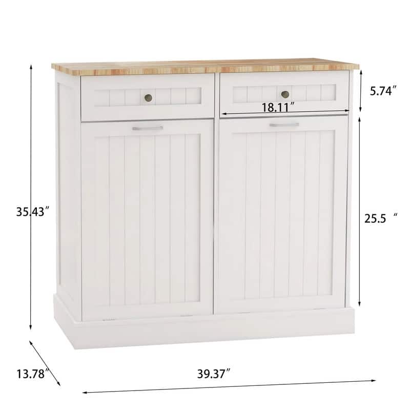 Two Drawers and Two-Compartment Tilt-Out Trash Cabinet Kitchen Trash Cabinet