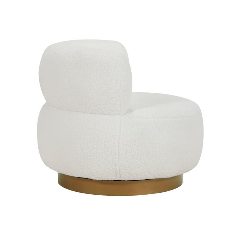 Novy Accent Chair with Swivel Function, White Sherpa, Gold, 35 Inch