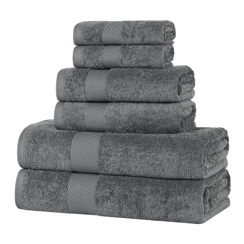Superior Luxury Solid Highly Absorbent Egyptian Cotton 6 Piece Bath, Face, and Hand Towel Set