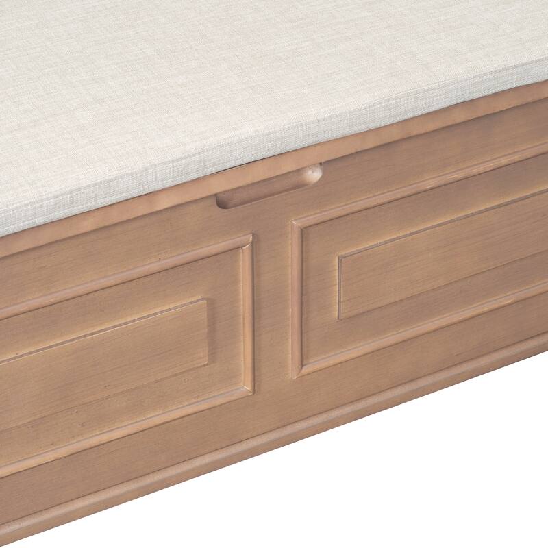 42" Rustic Solid Wood Entryway Multifunctional Storage Bench with Safety Hinge