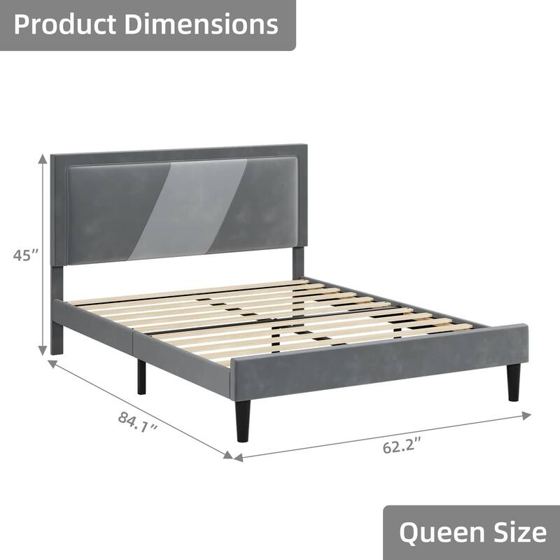 Bed Frame with Adjustable Height Headboard