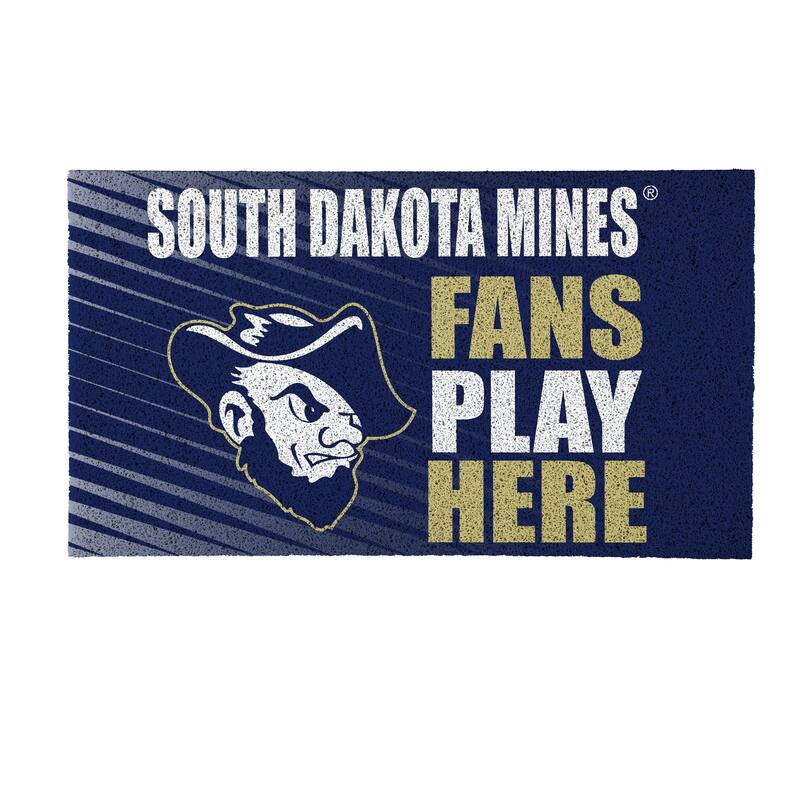 28 in. x 16 in. South Dakota School of Mining "Fans Play Here" PVC Door Mat