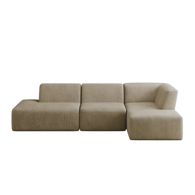 Corduroy Fully Sponge Molded Modular Sectional Sofa with Ottoman