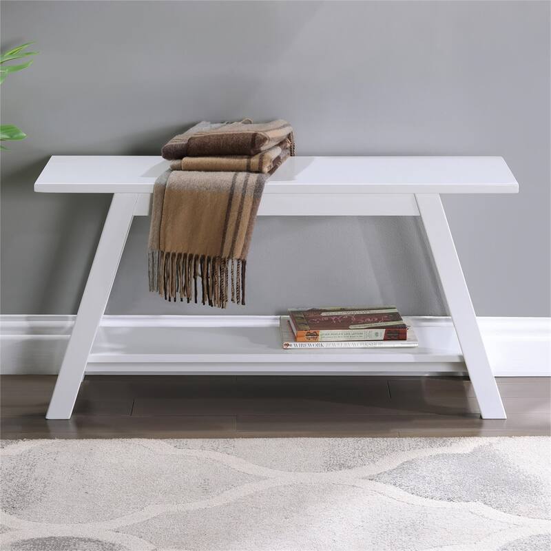 36.10" Wood Bench with Shelf and Legs