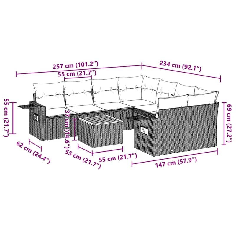 vidaXL Garden Sofa Set PE rattan Large Modular Garden Sofa Set