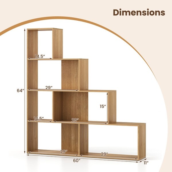 Engineered Wood Geometric Bookcase with 6 Cubes 4 Tier - 60