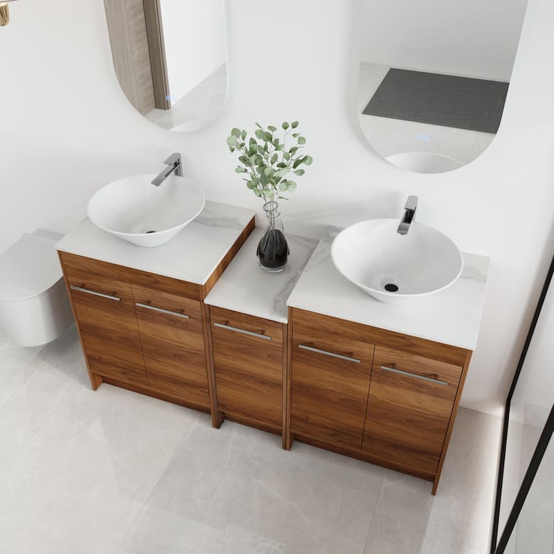 Malwee 24"/36"/48"/60" FreeStanding Bathroom Vanity, Floor Stand Bathroom Vanity with Ceramic Sink,Soft Close Door and Shelf