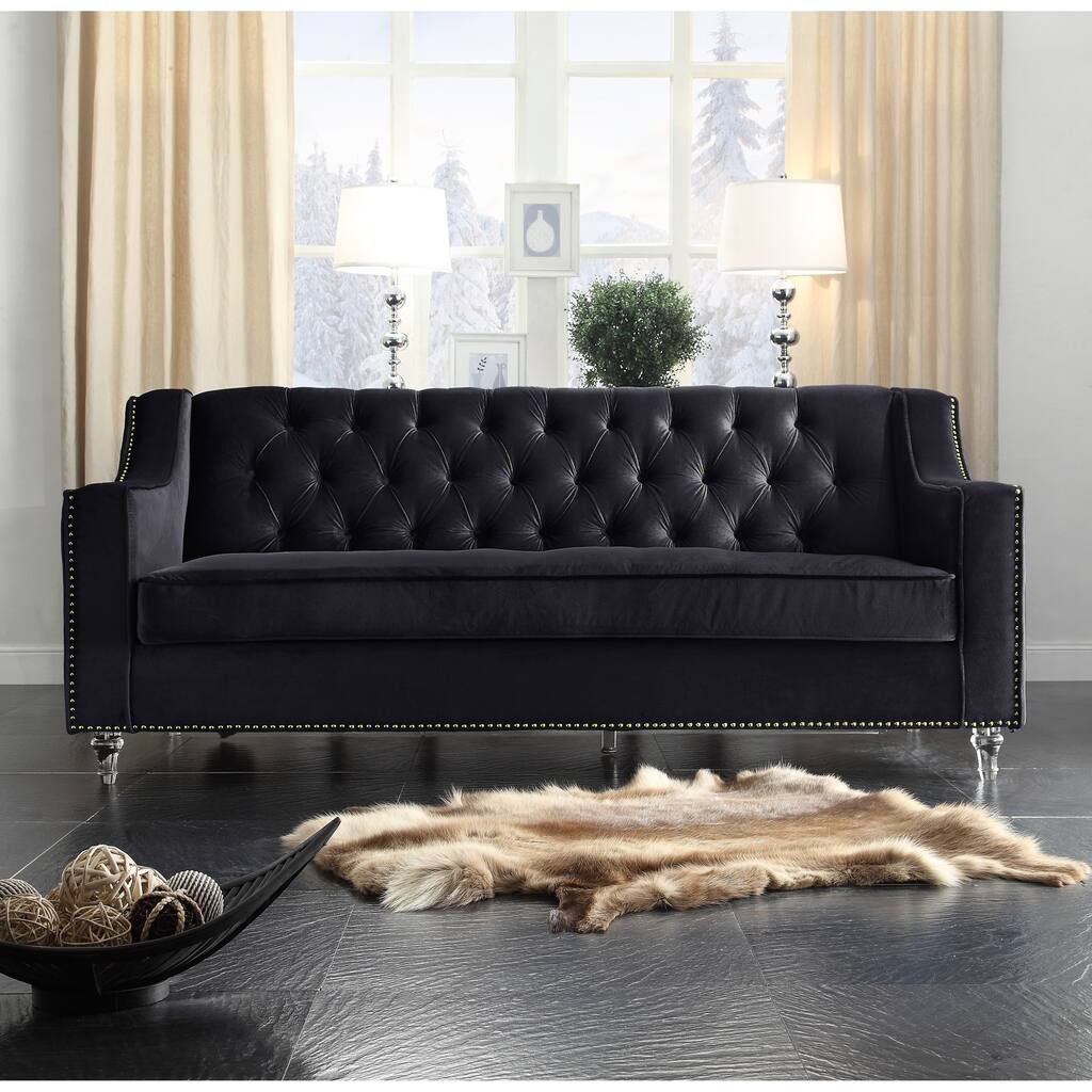 Chic Home Berry Velvet Round Acrylic Feet Sofa, Black