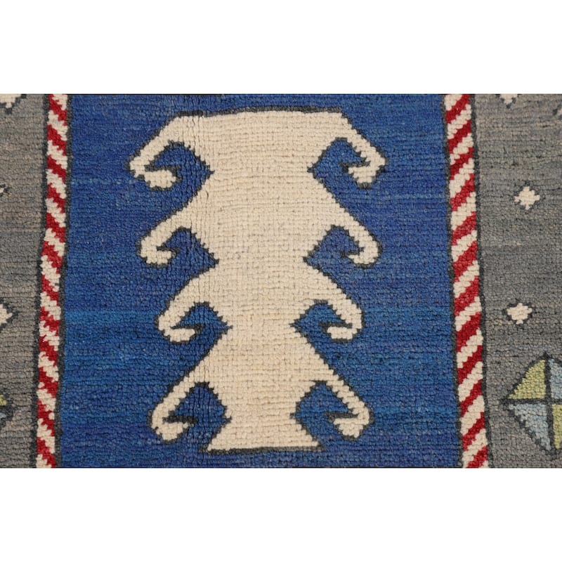 Grey Traditional Kazak Oriental Area Rug Handmade Wool Carpet - 6'7" x 10'1"