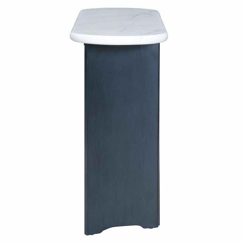 Narrow Console Table - Entryway Table with Oval Marble Top